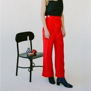 Tyler McGillivary Silk Wrap Pants - Cherry
